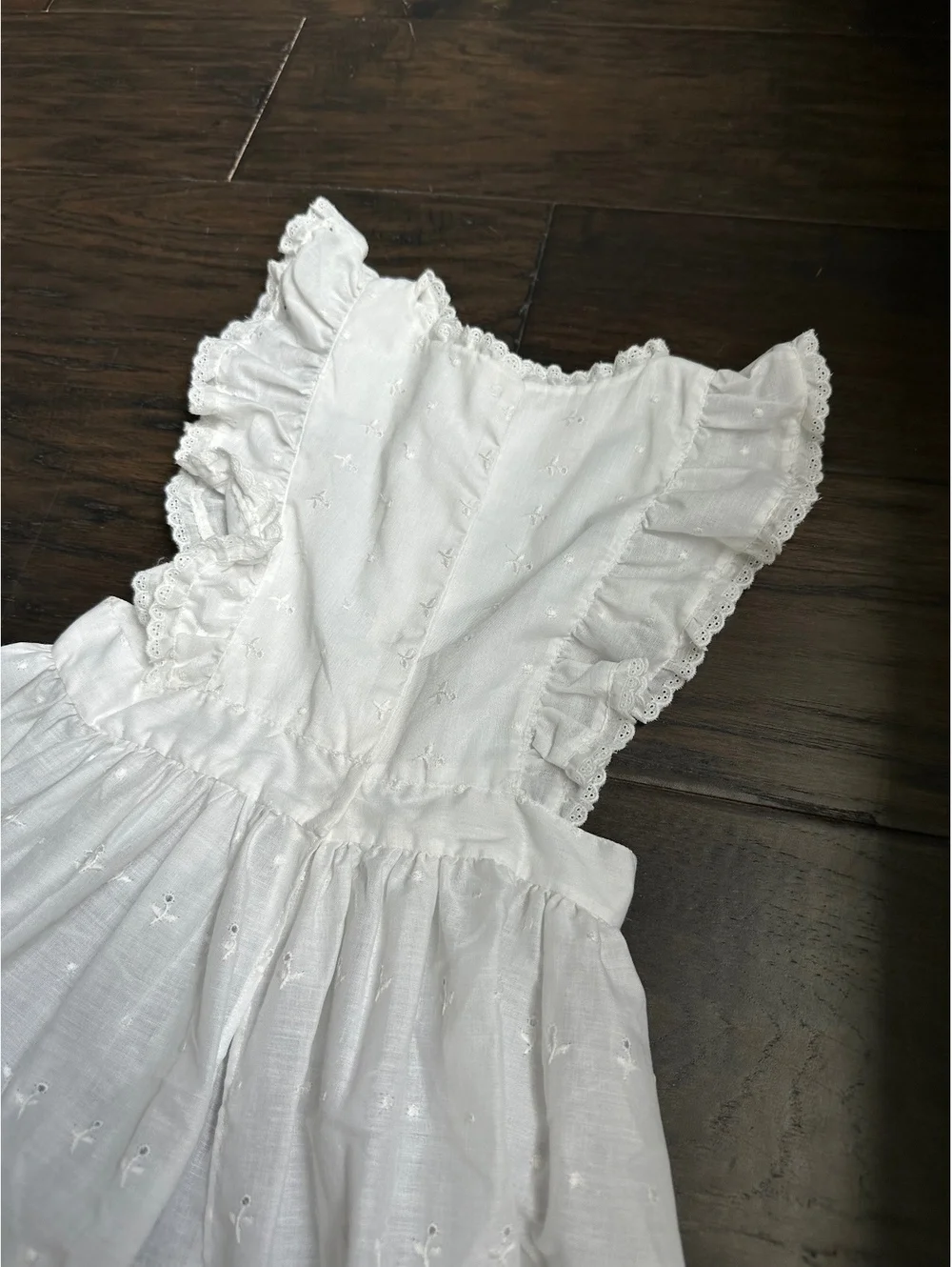 Vintage Handmade Girl's Apron pinafore Dress White Embroidered